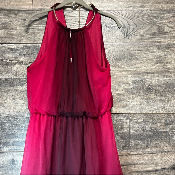 Bisou Bisou Burgundy Ombre High-Low Dress – Size 10 - Picture 1 of 6